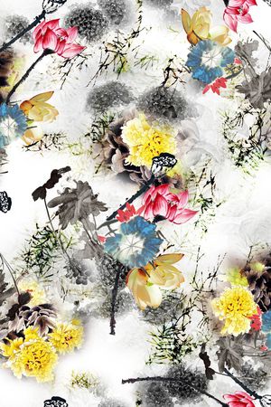 民族花卉印花花型图片
