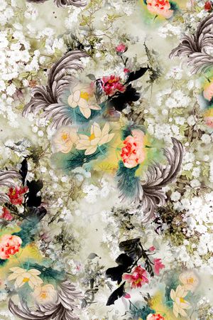 朦胧花卉印花花型图片