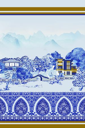 风景定位印花花型图片