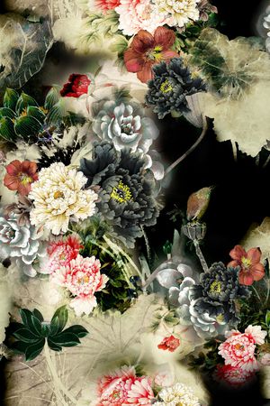 民族花卉印花花型图片