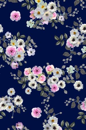 手绘玫瑰印花花型图片
