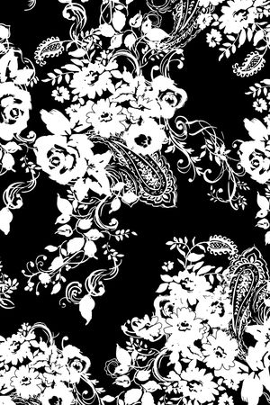 黑白花型印花花型图片