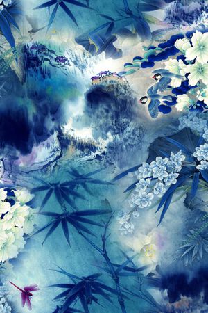 水墨风印花花型图片
