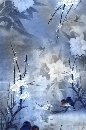 水墨风印花花型图片
