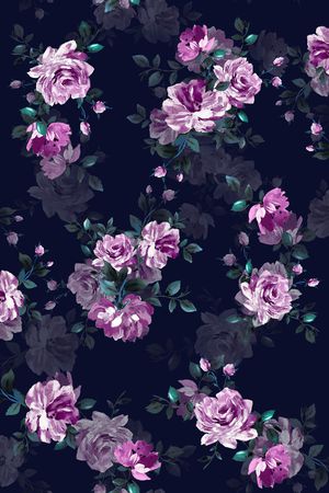 黑底花卉印花花型图片