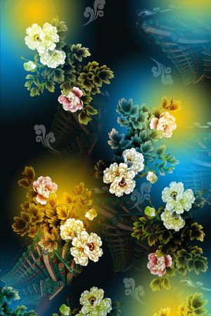 牡丹印花花型图片