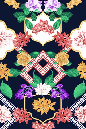 抽象花卉印花花型图片