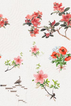古风花卉印花花型图片