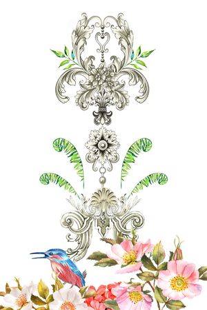 卷草印花花型图片