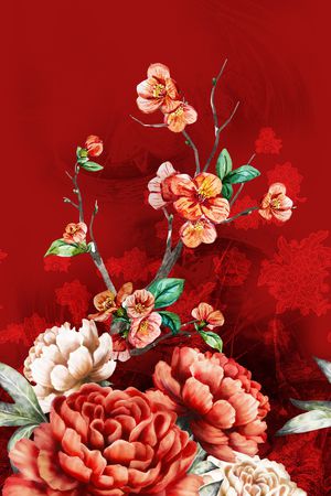 中国风定位花印花花型图片