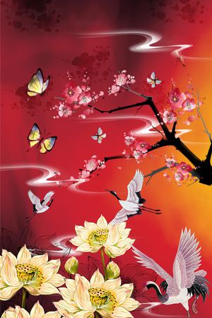 梅花印花花型图片
