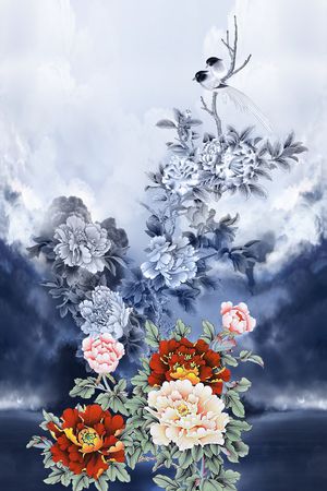 牡丹印花花型图片