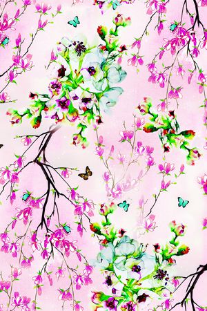 玉兰花印花花型图片