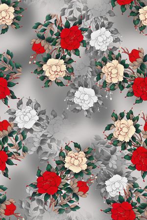 牡丹印花花型图片