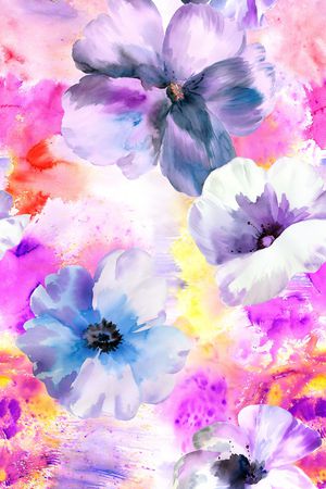 彩底花卉印花花型图片