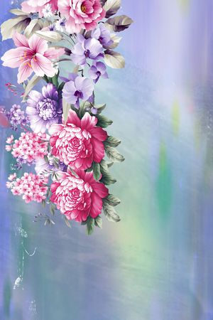 彩底花卉印花花型图片