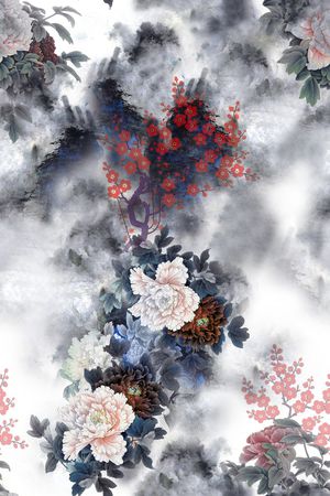 牡丹印花花型图片