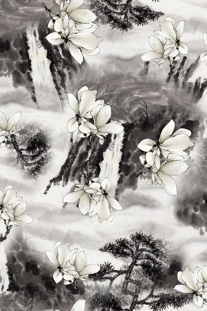 玉兰花印花花型图片
