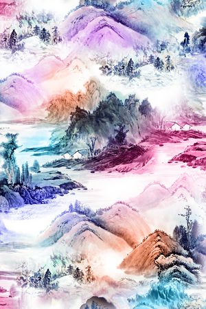 水墨风印花花型图片