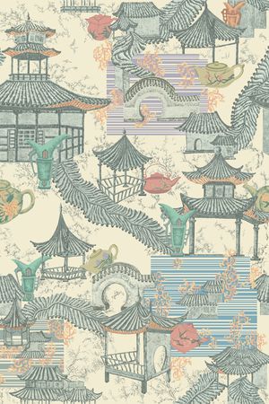 中国园林图案印花花型图片