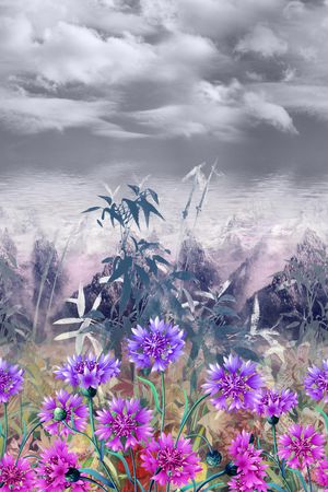 风景景观印花花型图片