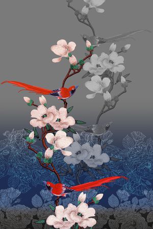 花鸟印花花型图片