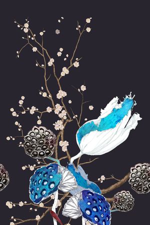 荷花印花花型图片