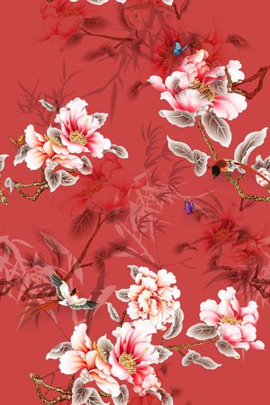 牡丹印花花型图片