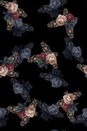 玫瑰花印花花型图片