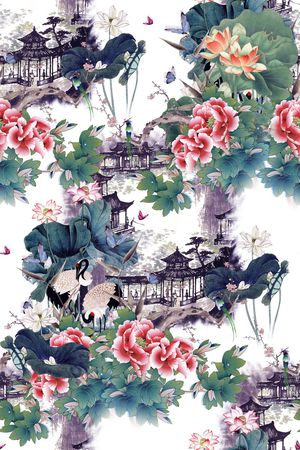 旗袍印花花型图片