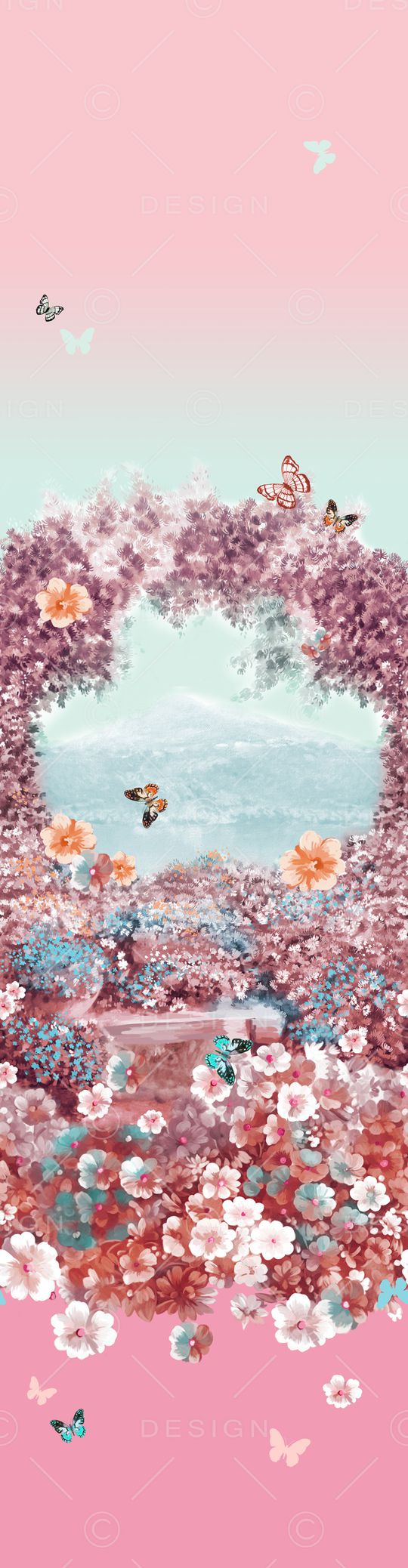 花卉蝴蝶印花花型图片