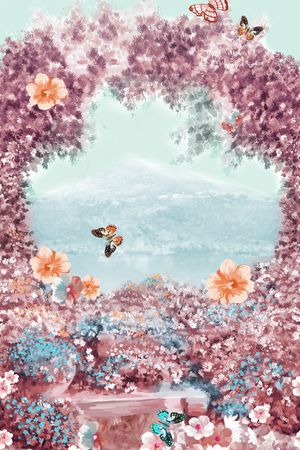 花卉蝴蝶印花花型图片
