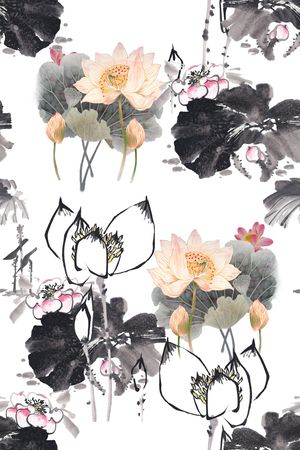 水墨风印花花型图片