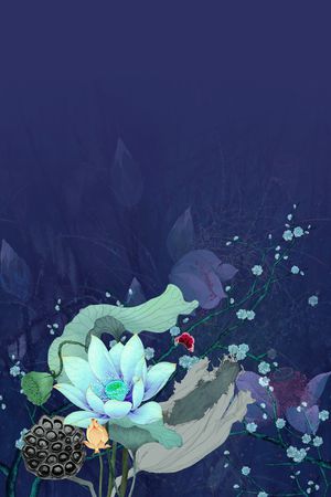 荷花印花花型图片