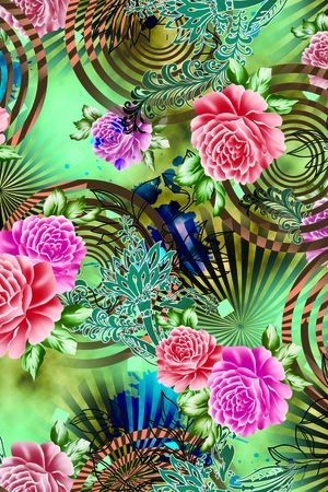 绘画印花花型图片