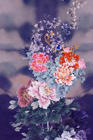 中国风定位花印花花型图片
