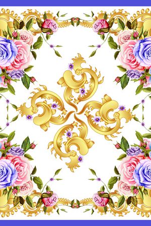 民族花卉印花花型图片
