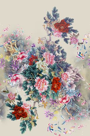 中国风定位花印花花型图片