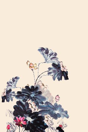 水墨风印花花型图片