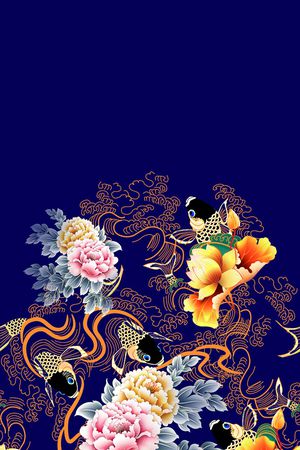 牡丹印花花型图片
