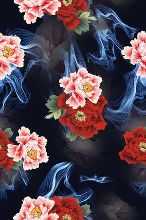 牡丹印花花型图片