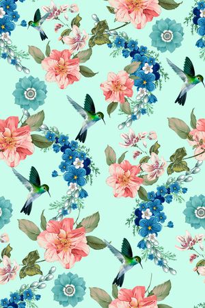 花鸟印花花型图片