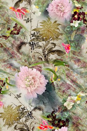 朦胧花卉印花花型图片