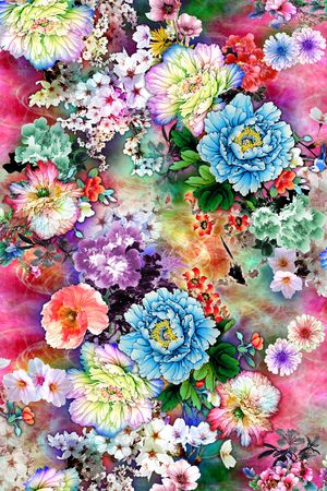 民族花卉印花花型图片