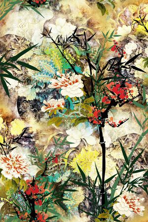 国画印花花型图片