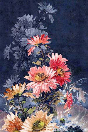 中国风定位花印花花型图片