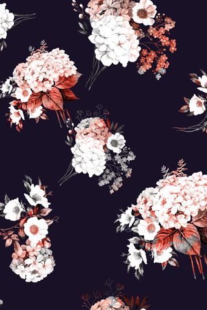 绣球花印花花型图片