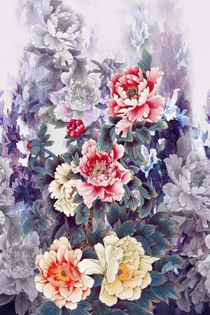 中国风定位花印花花型图片