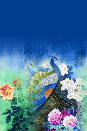 中国风定位花印花花型图片