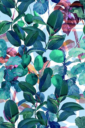 tropical leaves印花花型图片